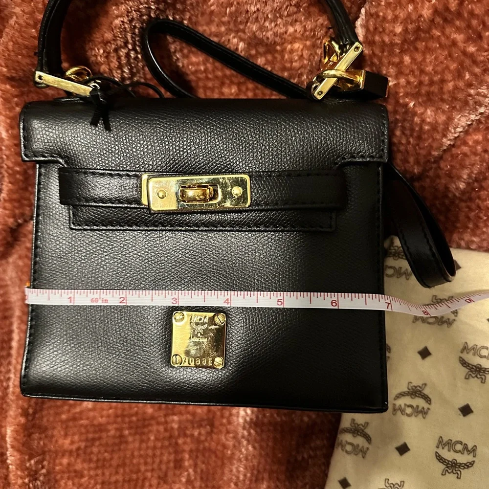 MCM Mini Heritage Satchel | Vintage | Black | Gold | Top Handle | Kelly - Picture 14 of 16